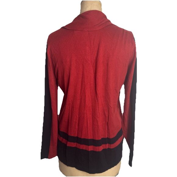 August Silk Open Knit Cardigan Sweater Black & Ginger w/ Attached Scarf Tie Sz M - Picture 4 of 8